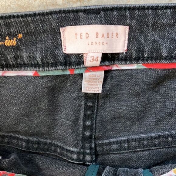Ted Baker London Distressed Unisex Black Jeans - Picture 3 of 7